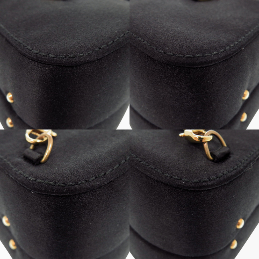 AUTHENTIC GUCCI Horsebit Black Satin Rhinestone Backpack  display picture 3