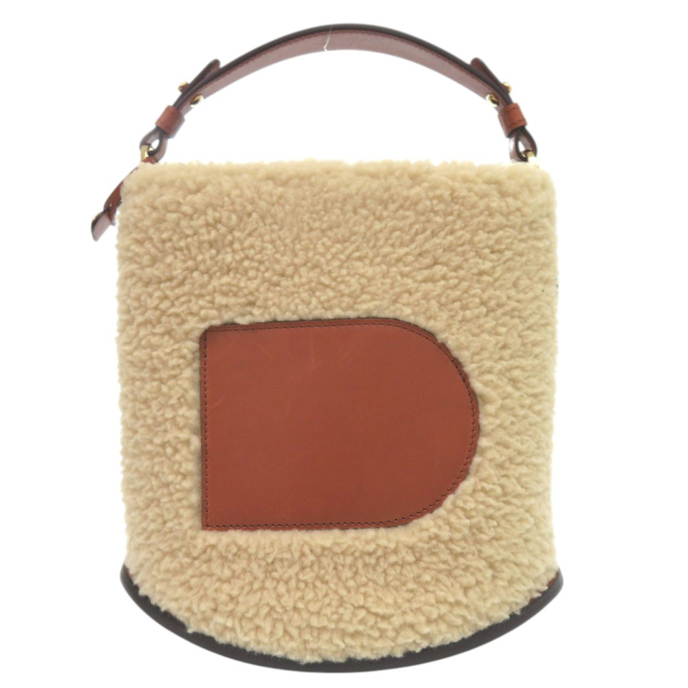 AUTHENTIC DELVAUX AA0607BRZ0 Pin Mini Bucket Hand Bag Beige