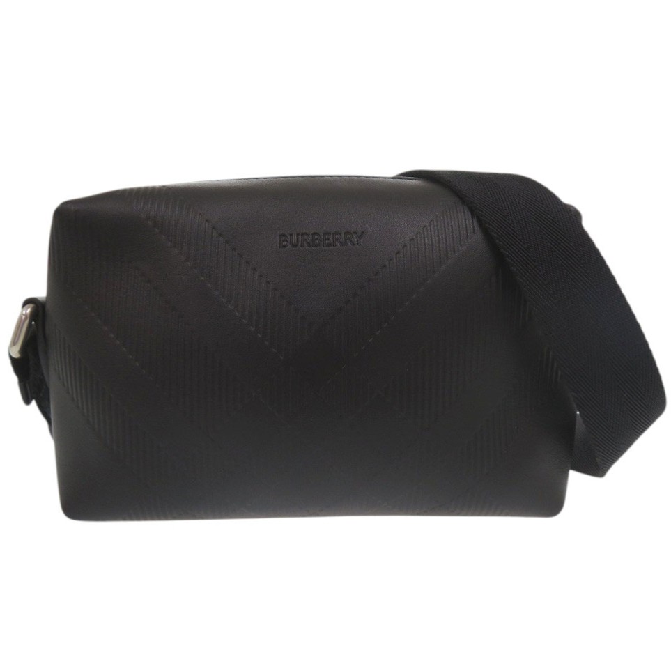 AUTHENTIC BURBERRY Mini Chester Check Crossbody Bag Black Embossed