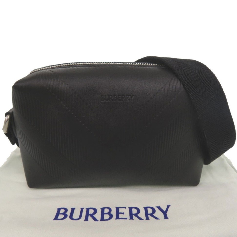 AUTHENTIC BURBERRY Mini Chester Check Crossbody Bag Black Embossed