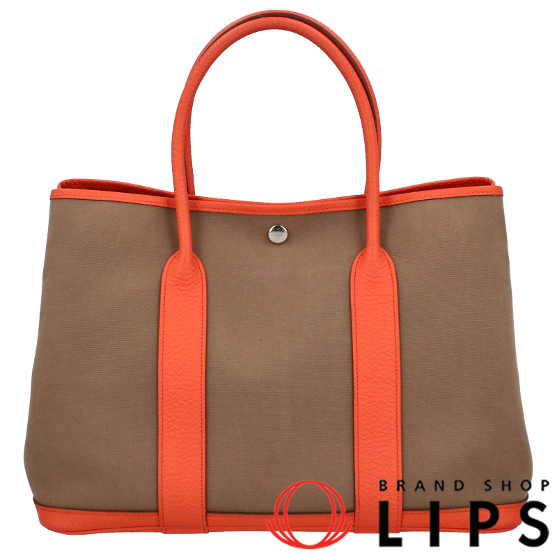 HERMES Garden party 36 Toruash / Negonda WomenTote Bag Khaki / Orange USED