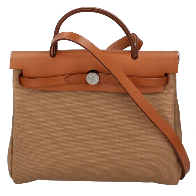 エルメス ハーバッグ ゼップ PM トワイル ミリタリー HERMES Herbag Zip PM Toile Military/Vashhunter Tote Bag Chai