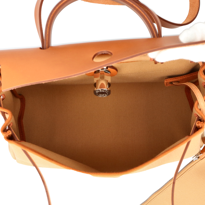 エルメス ハーバッグ ゼップ PM トワイル ミリタリー HERMES Herbag Zip PM Toile Military/Vashhunter Tote Bag Chai