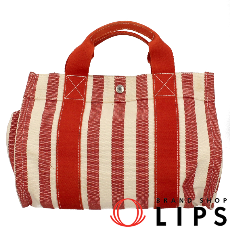 HERMES Cannes PM Cotton canvas WomenHandbag Red / white USED