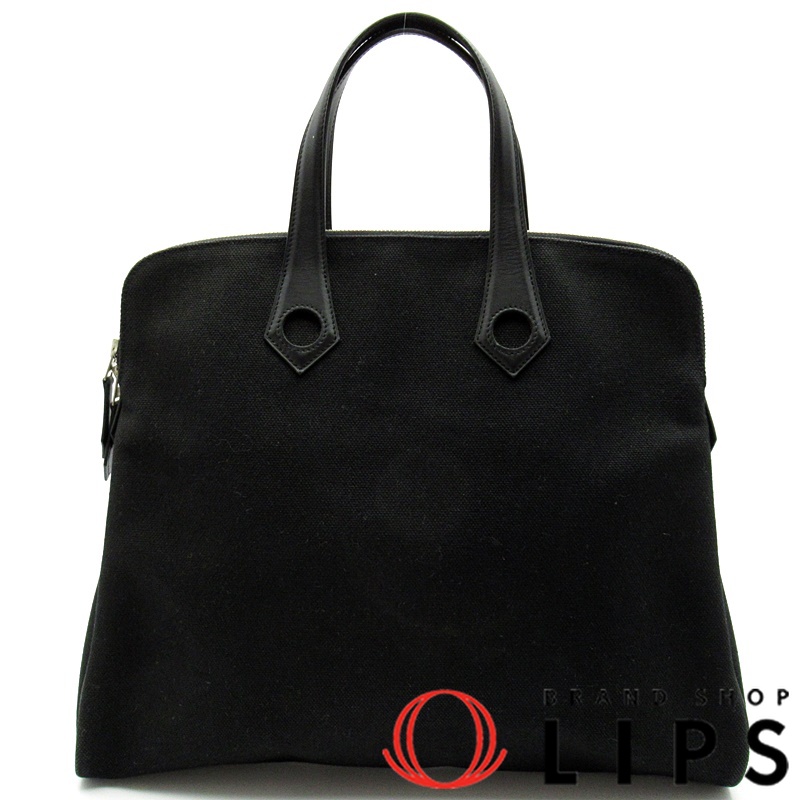 HERMES Sack Eboo MM Canvas / leather WomenTote Bag black USED