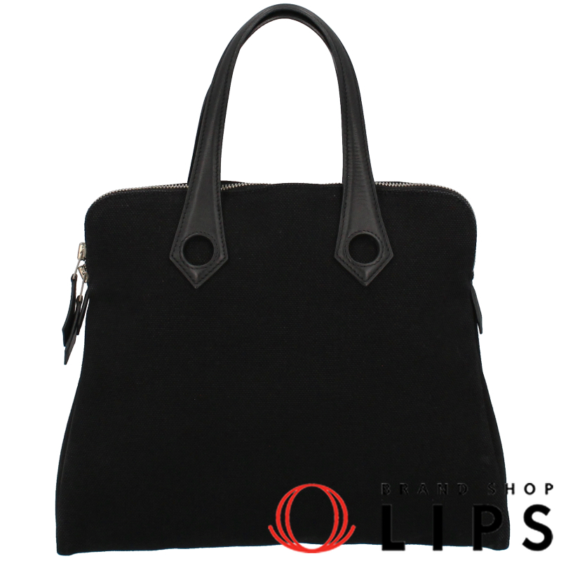 HERMES Sac Ibou PM Canvas / leather WomenTote Bag black USED