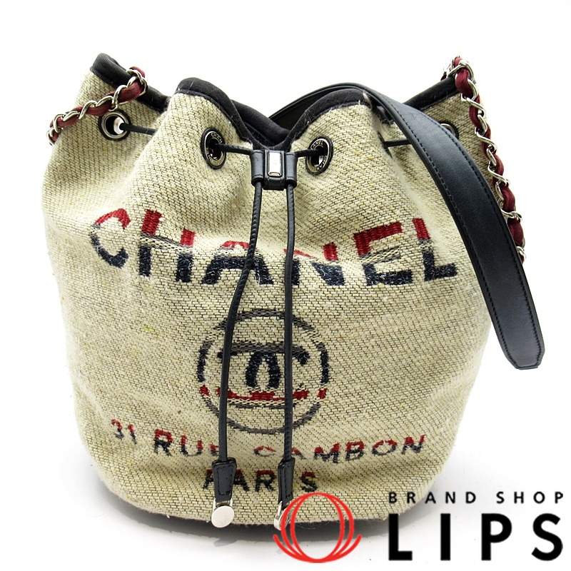 CHANEL Deauville Drawstring Shoulder Bag A57536 canvas WomenShoulder Bag b...