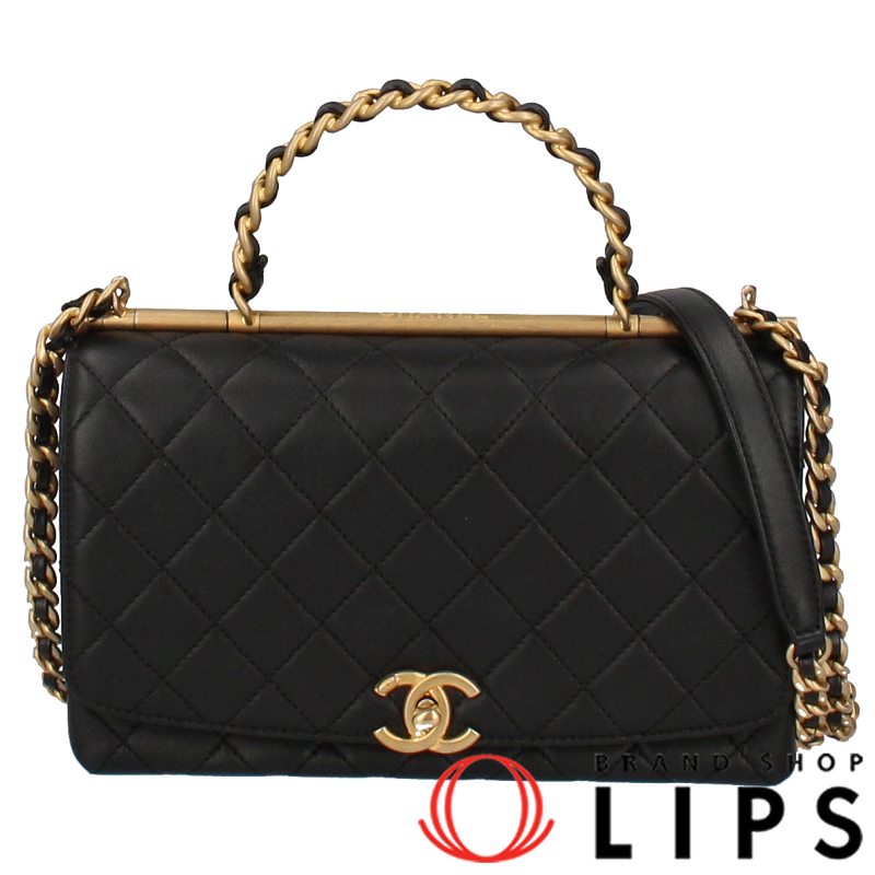 CHANEL Top Handle 2WAY Shoulder Bag AS1749 lambskin WomenShoulder Bag blac...