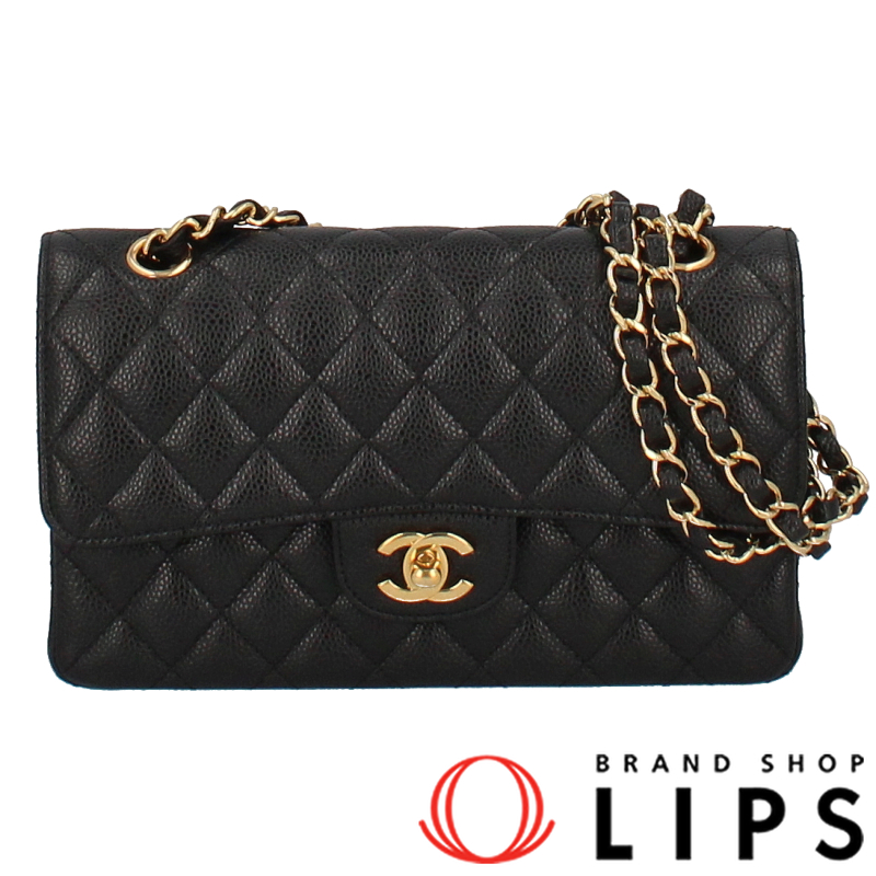 CHANEL Matrasse 23 W flap A01113 calf skin WomenShoulder Bag black USED