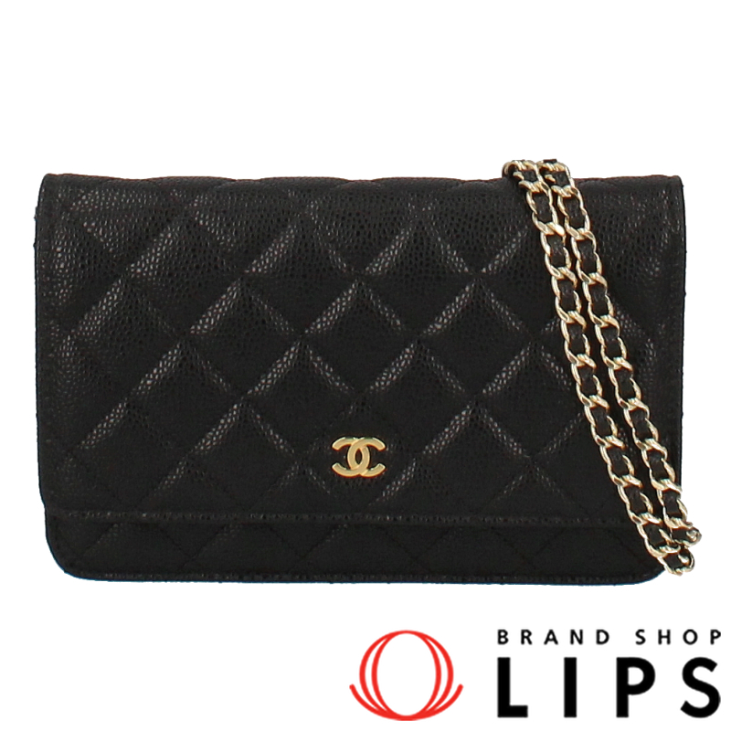 CHANEL Matrasse Chain wallet AP0250 Caviar skin WomenShoulder Bag black USED