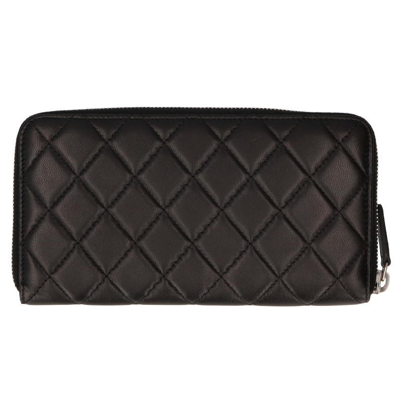 CHANEL full zipper long wallet A50097 lambskin Women black