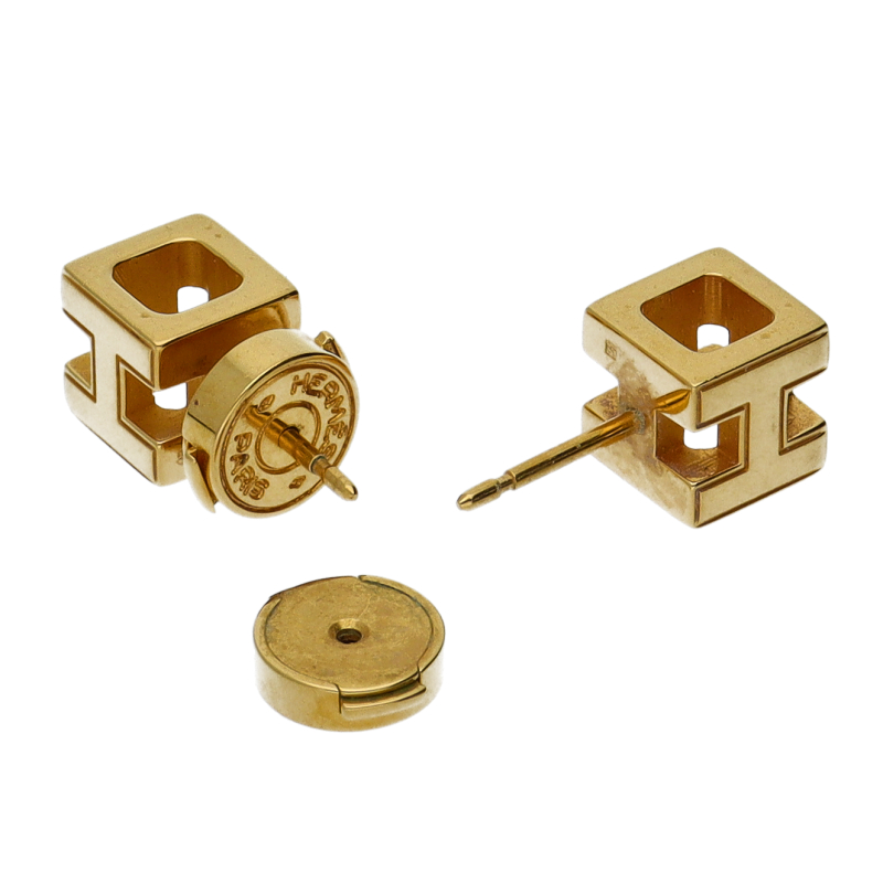 新作人気 HERMES H Cube Pierce brass USED | eBay アクセサリー