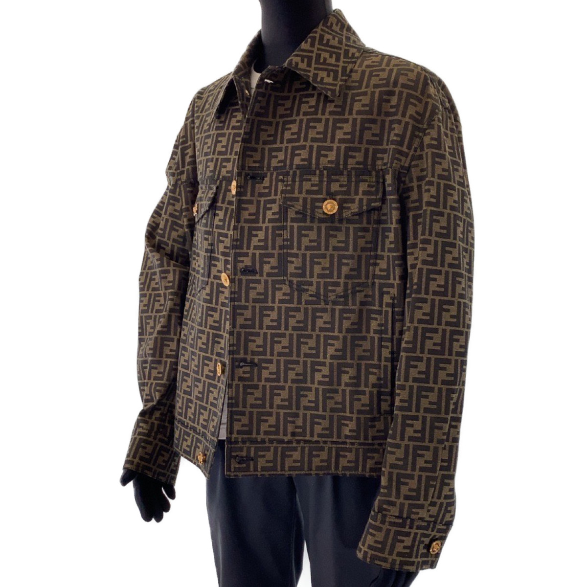FENDI FENDACE Zucca pattern Versace jacket Brown polyester