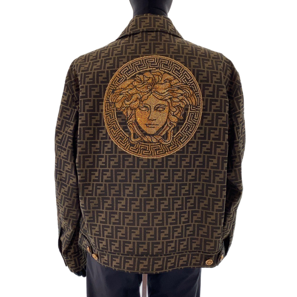 FENDI FENDACE Zucca pattern Versace jacket Brown polyester FENDI FENDACE Zucca pattern Versace jacket Brown polyester