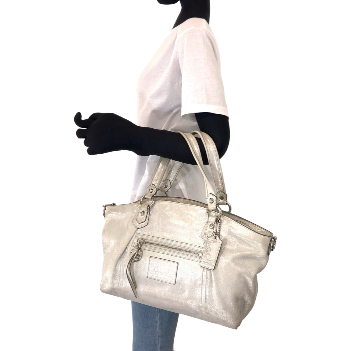 COACH Poppy 16285 Tote Bag Handbag Shoulder Bag White