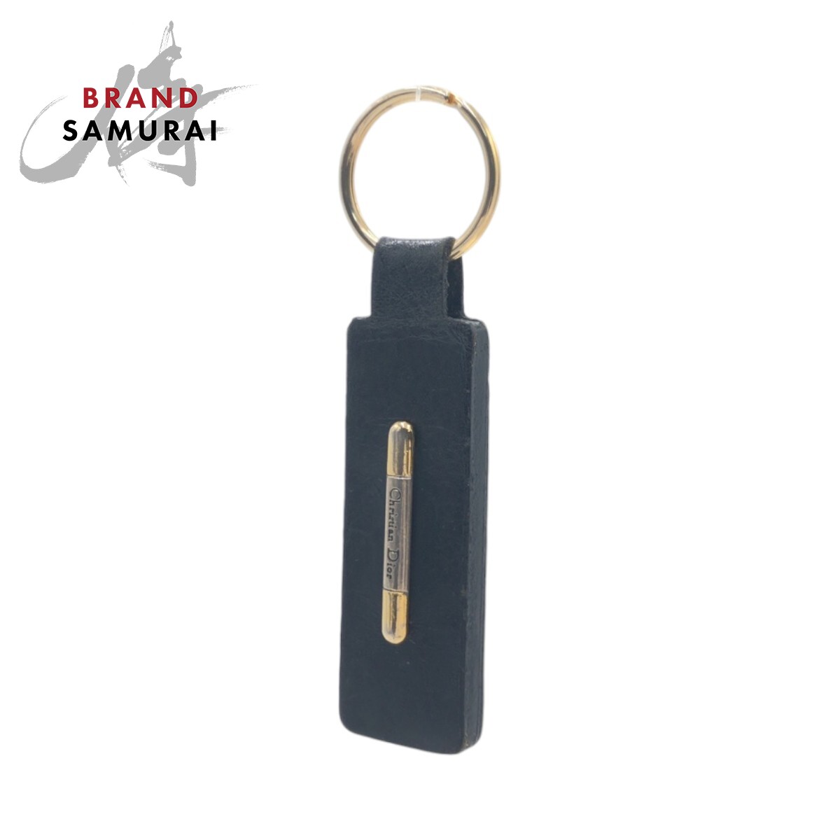 Dior vintage Keychain Keyring Strap Black Gold Hardware