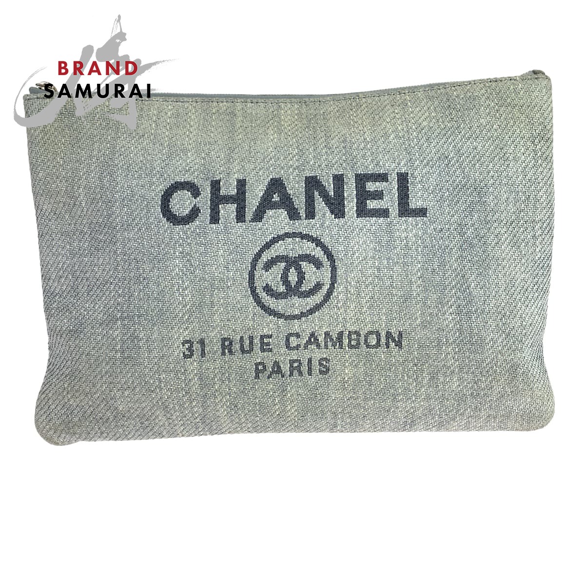 CHANEL Cruise line Deauville COCO Mark Clutch bag business bag pouch Gray canvas