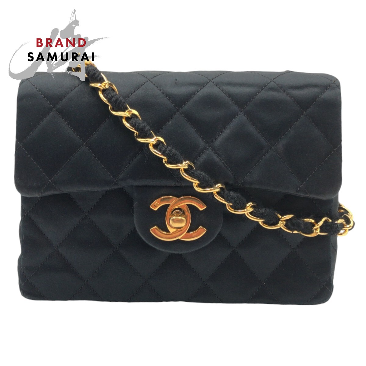 CHANEL vintage Mini Classic Flap Bag Lasse COCO Mark Turnlock Shoulder bag Black