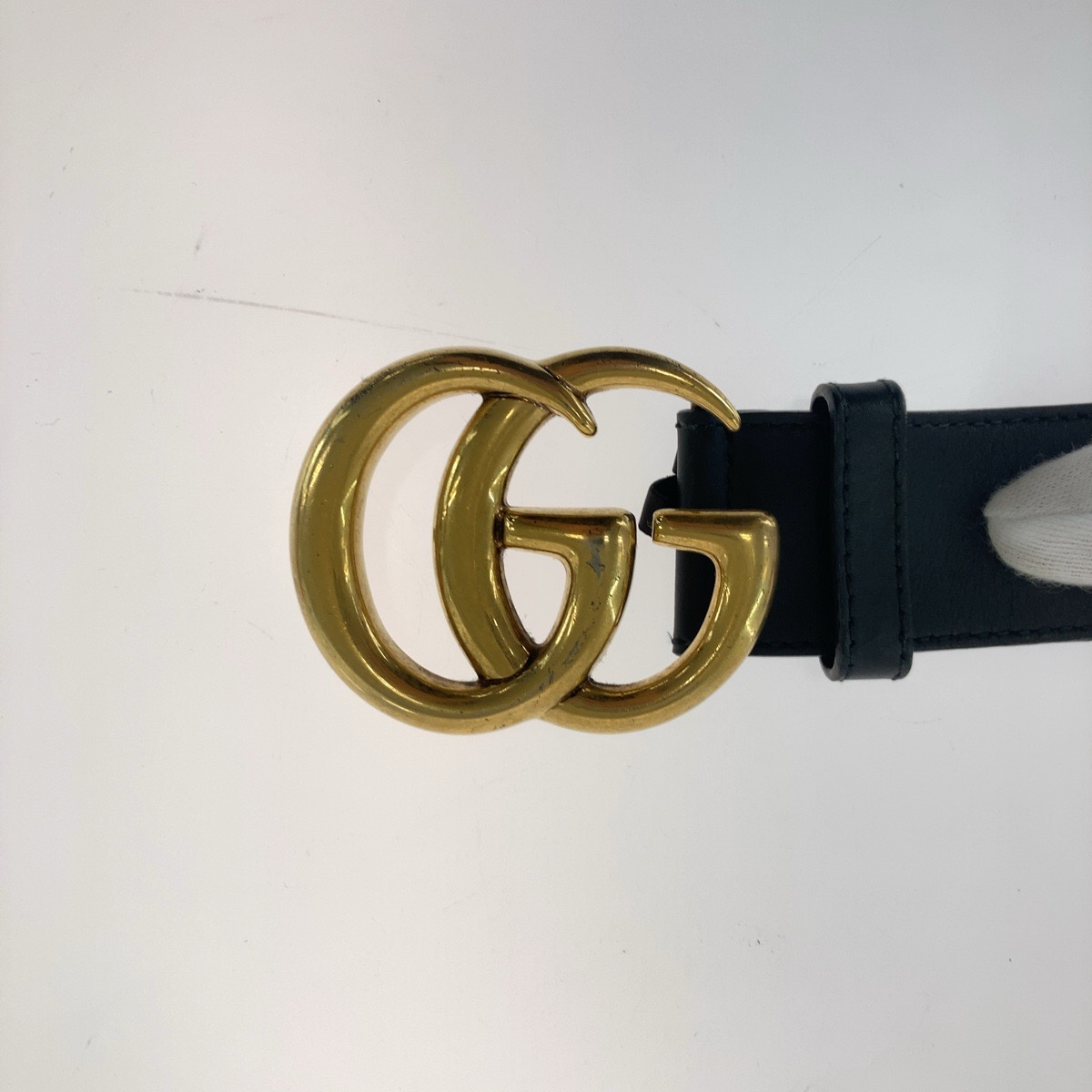 GUCCI GG Marmont 400593 belt Black Gold Hardware leather GG