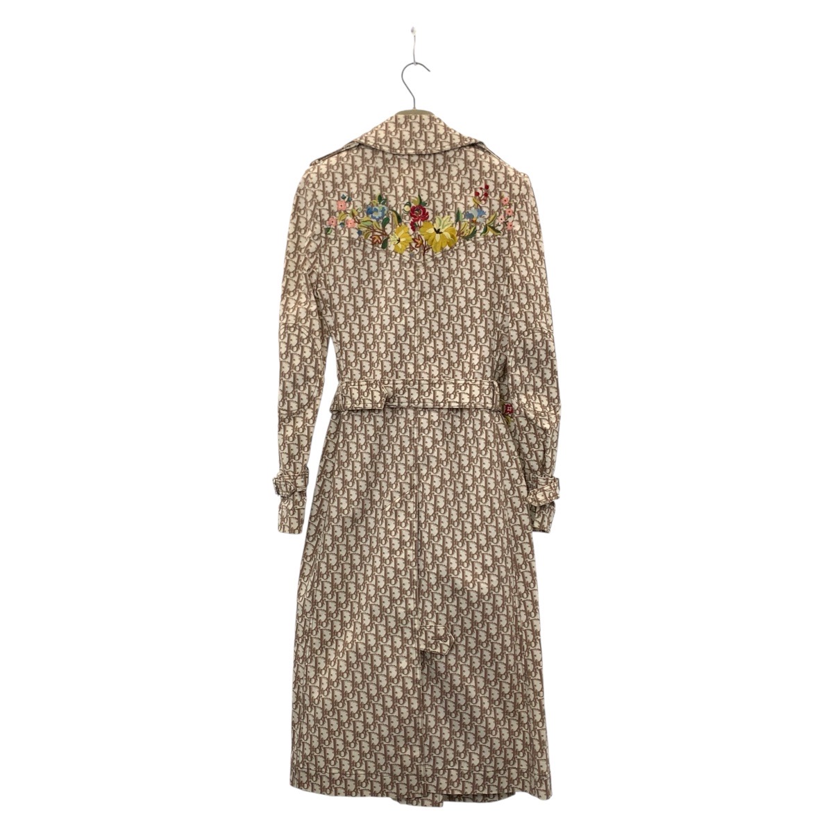 Dior Trotter Floral Embroidery trench coat Beige SilverHardware