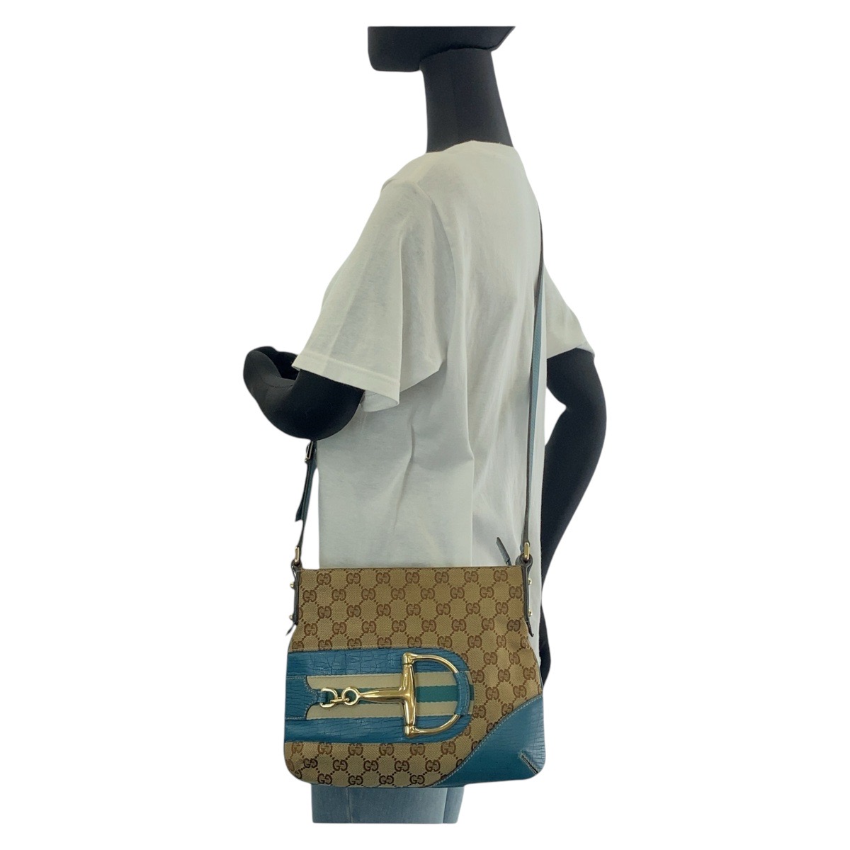 GUCCI vintage Web Stripe Horsebit 141506 Shoulder Bag Light GUCCI vintage Web Stripe Horsebit 141506 Shoulder Bag Light