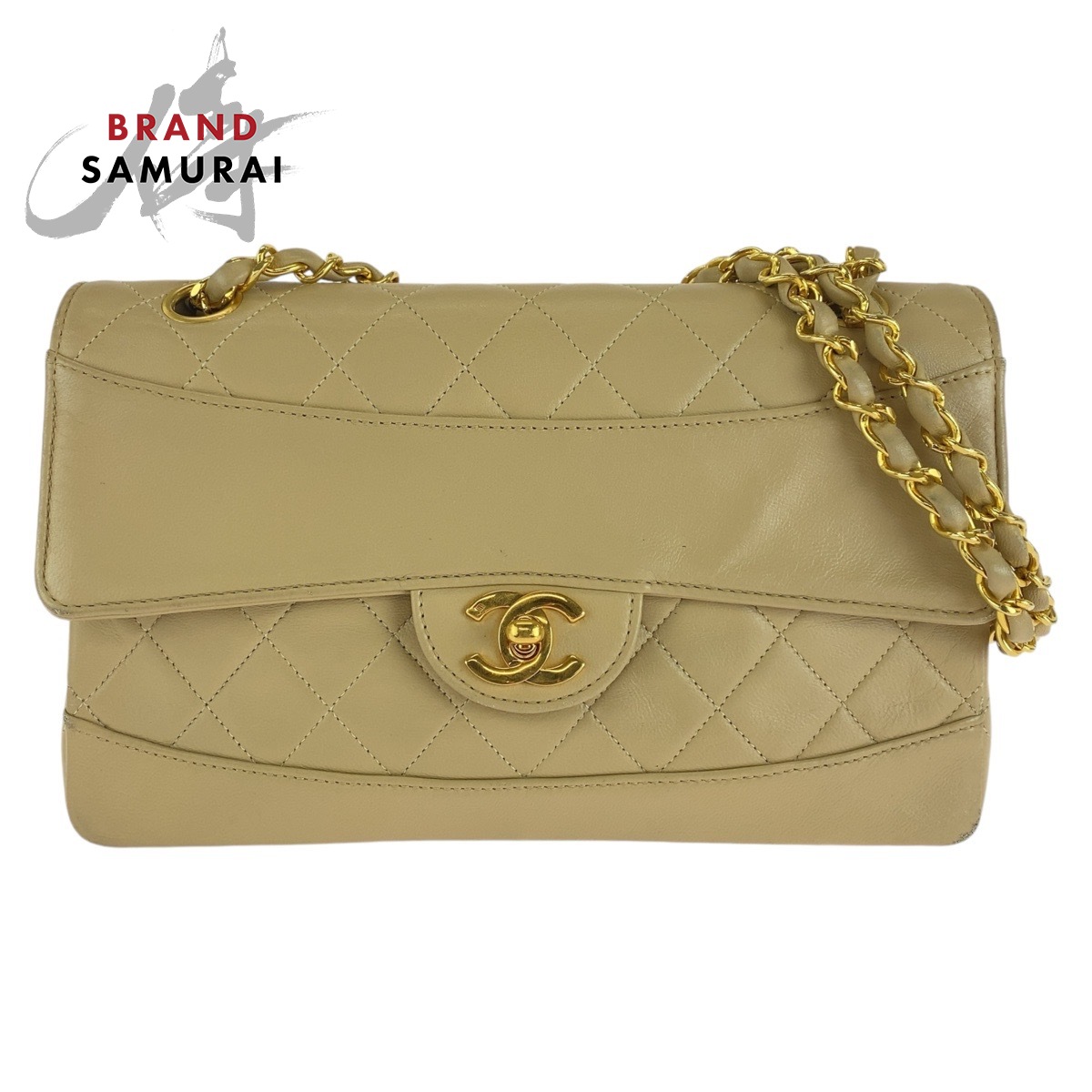 CHANEL vintage Matrasse COCO Mark Shoulder Bag Beige Gold Hardware lambskin