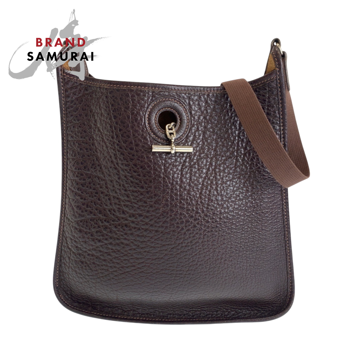 HERMES Vespa PM Shoulder Bag Brown SilverHardware Epsom