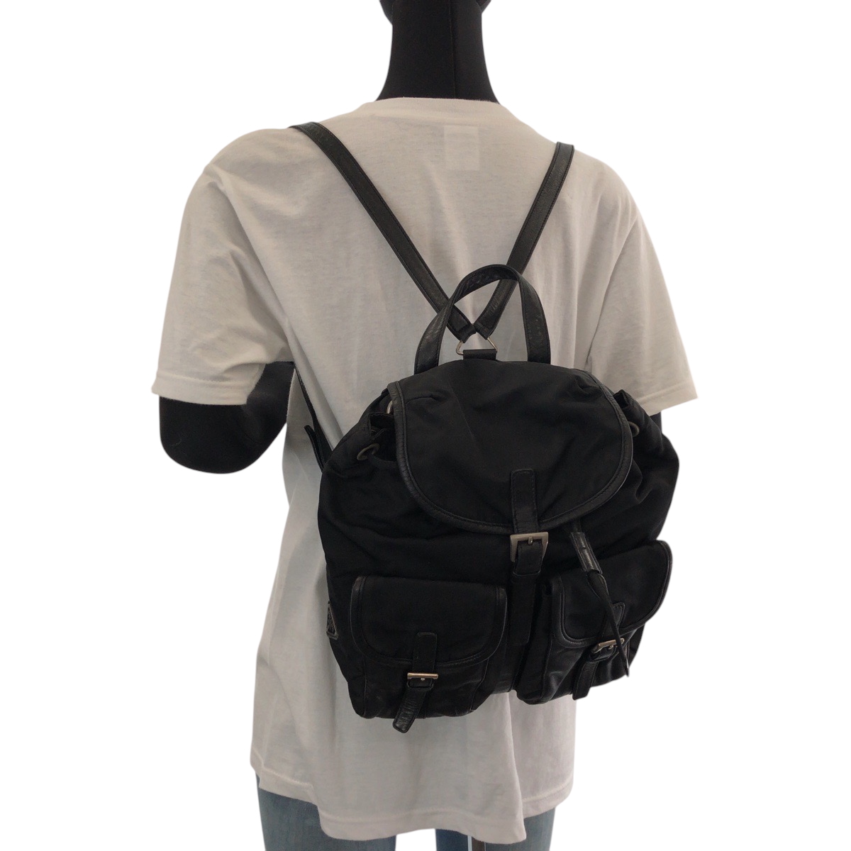 レア【PRADA】ブラック ロゴ ナイロン TESSUTO バックパック Prada Black Tessuto Nylon Large Backpack Bag V136 | eBay