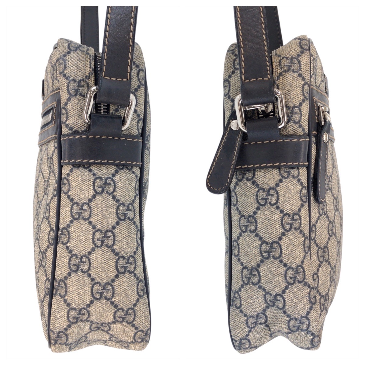 GUCCI 233268 Shoulder Bag Pochette Gray Navy SilverHardware