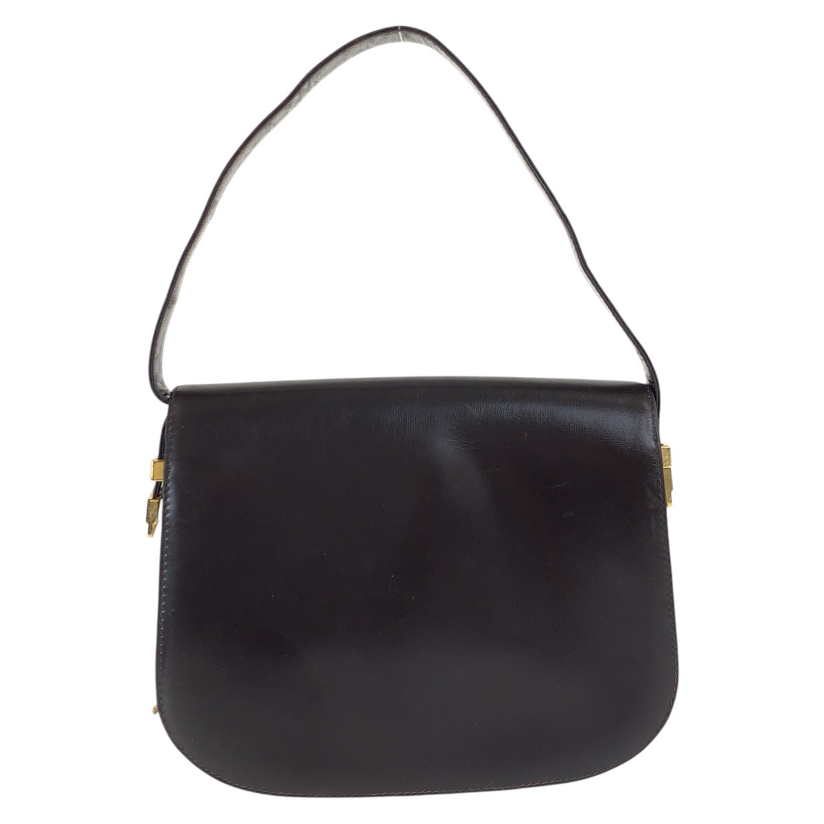 GUCCI vintage Old Gucci Handbag Dark brown gold hardware