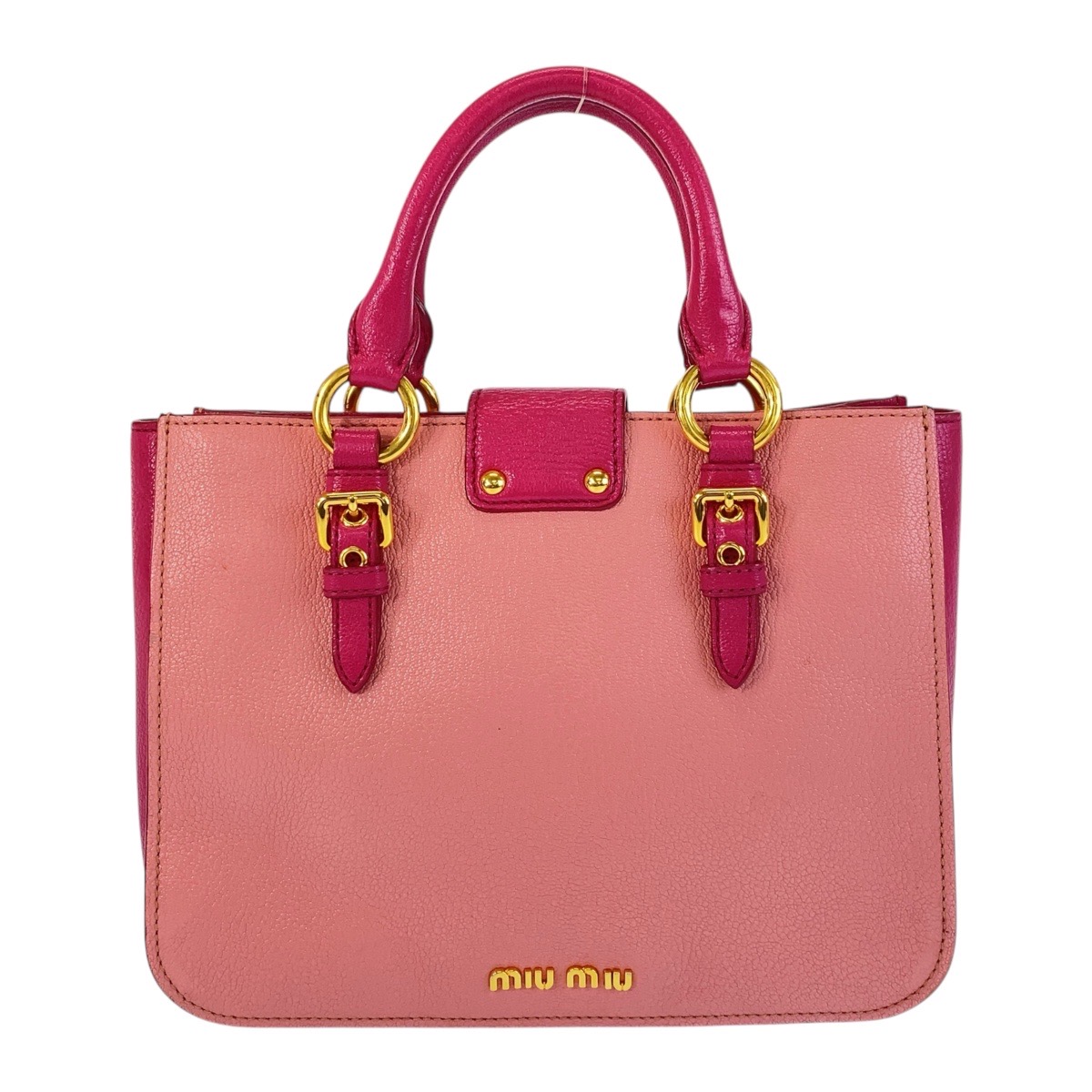 Miu Miu Madras Handbag Shoulder Bag Pink Gold Hardware