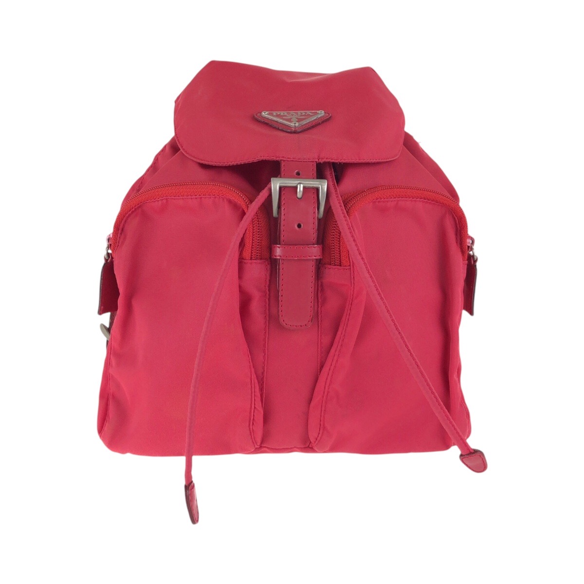 PRADA Tessuto Triangle with logo Backpacks Daypacks Red Nylon