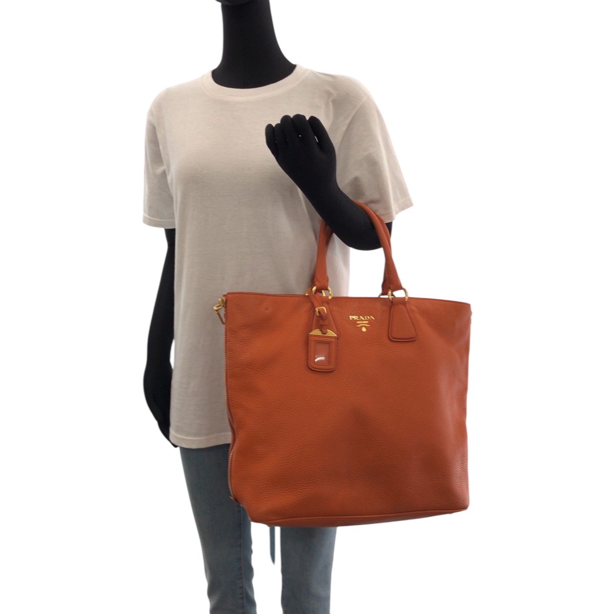 PRADA オレンジレザー ハンドバッグ　BN1713 PRADA Vitterodino logo BN1713 Shoulder Bag Tote Bag 2way