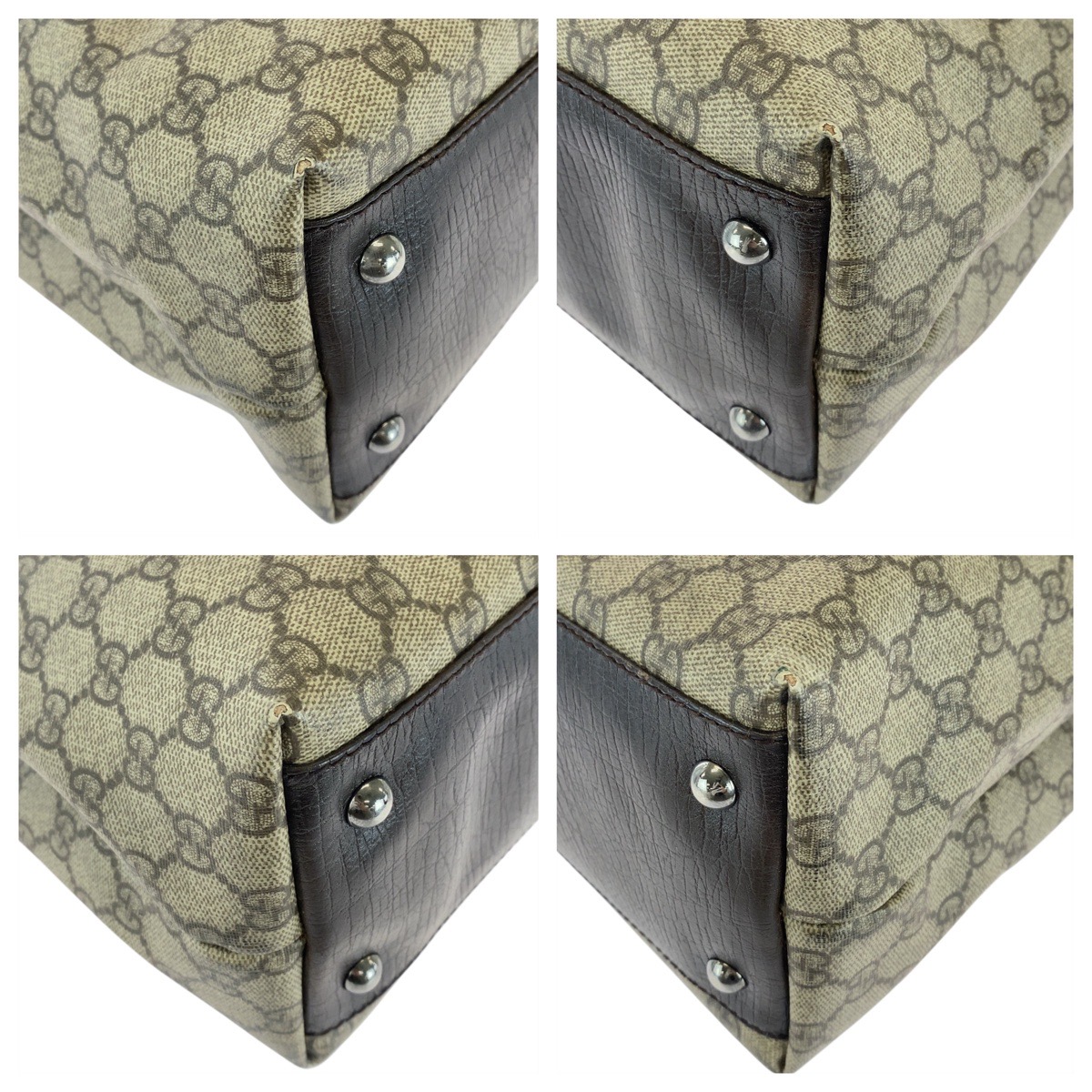 GUCCI 131220 Tote Bag Shoulder Bag Beige brown GG Supreme