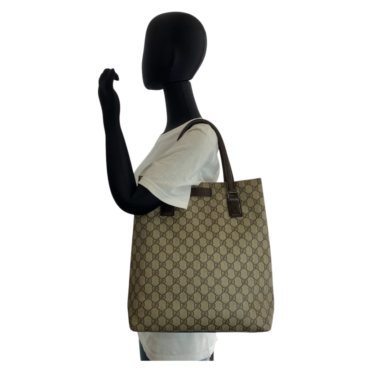 GUCCI 131220 Tote Bag Shoulder Bag Beige brown GG Supreme