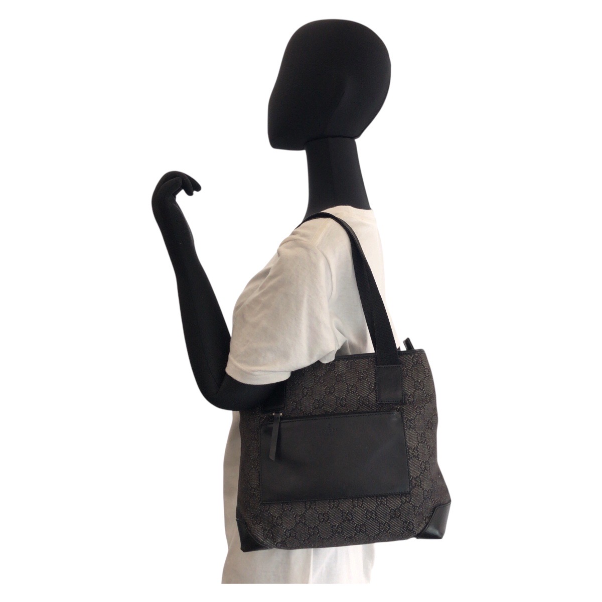 GUCCI 28893 Tote Bag Shoulder Bag Black black GG canvas