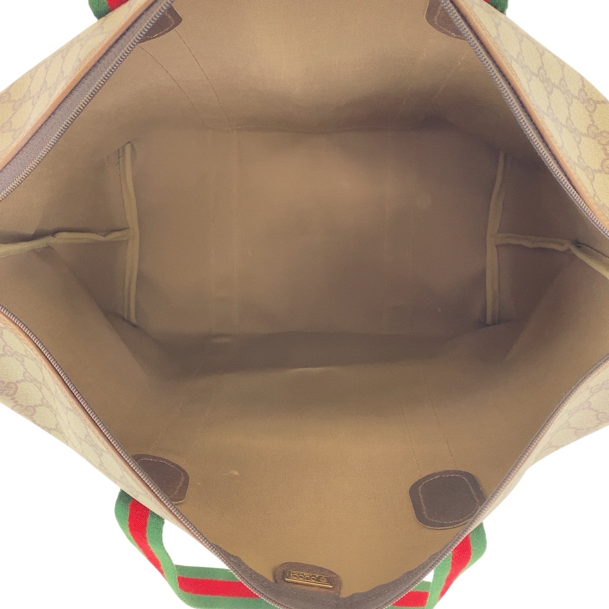 GUCCI vintage Old Gucci Web Stripe Boston bag Brown GG Supreme