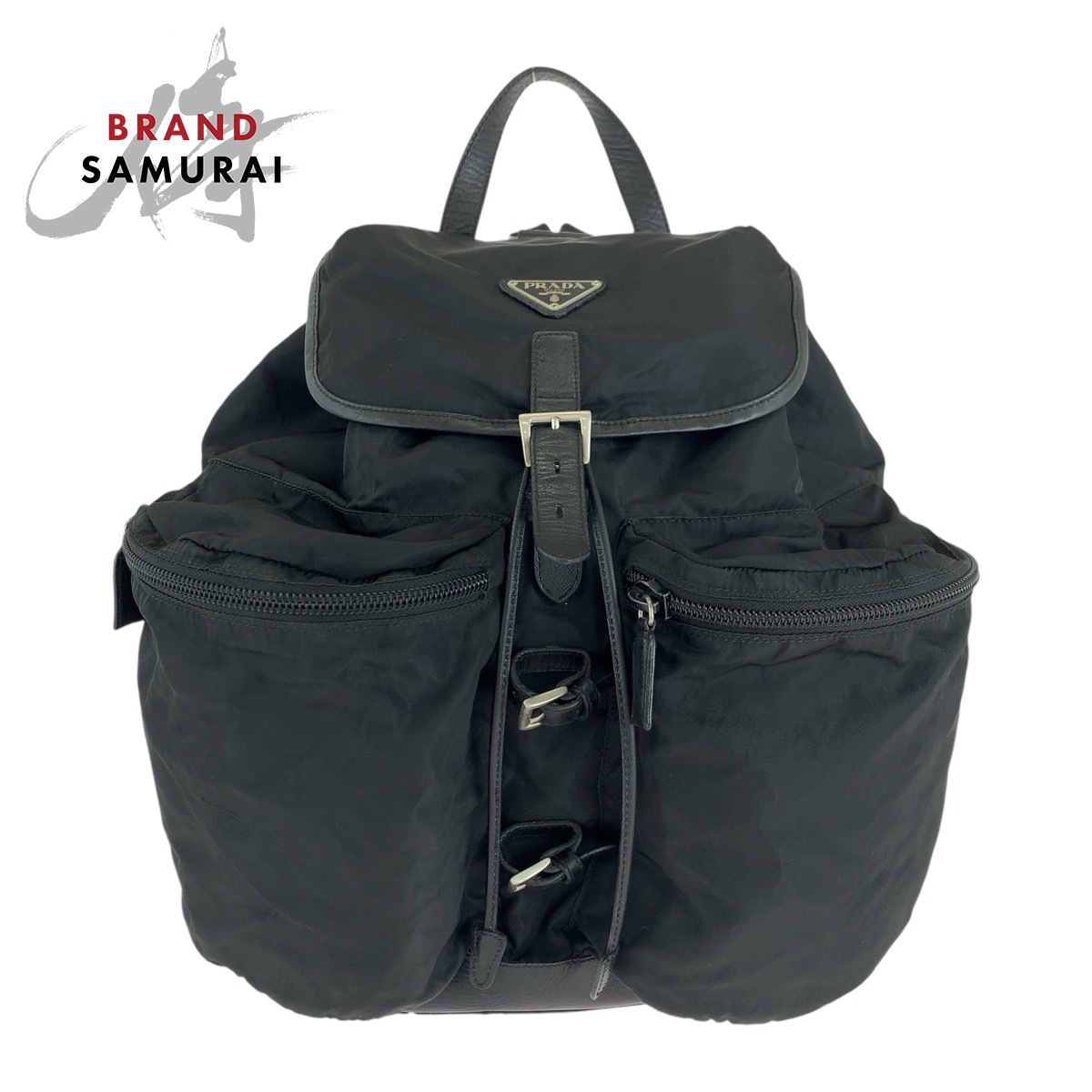 PRADA Tessuto Backpack Unisex Black SilverHardware Nylon | eBay