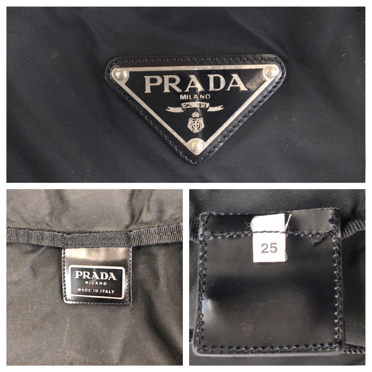 PRADA Tessuto Triangle with logo Boston bag unisex Black