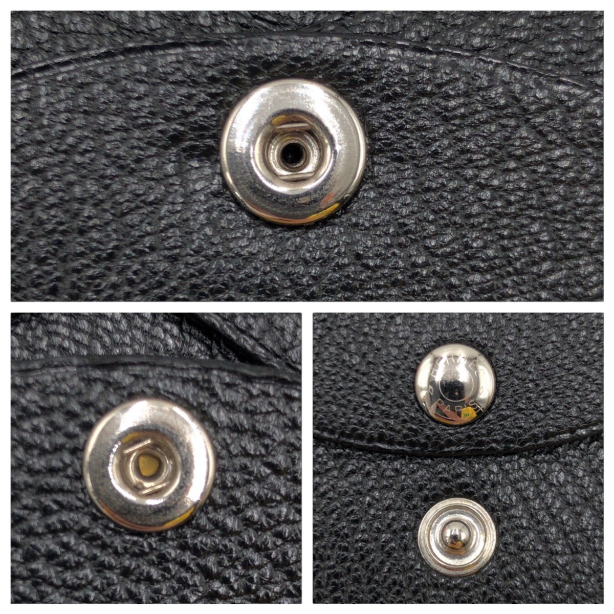 HERMES Calvi duo coin purse coin pocket unisex Black black