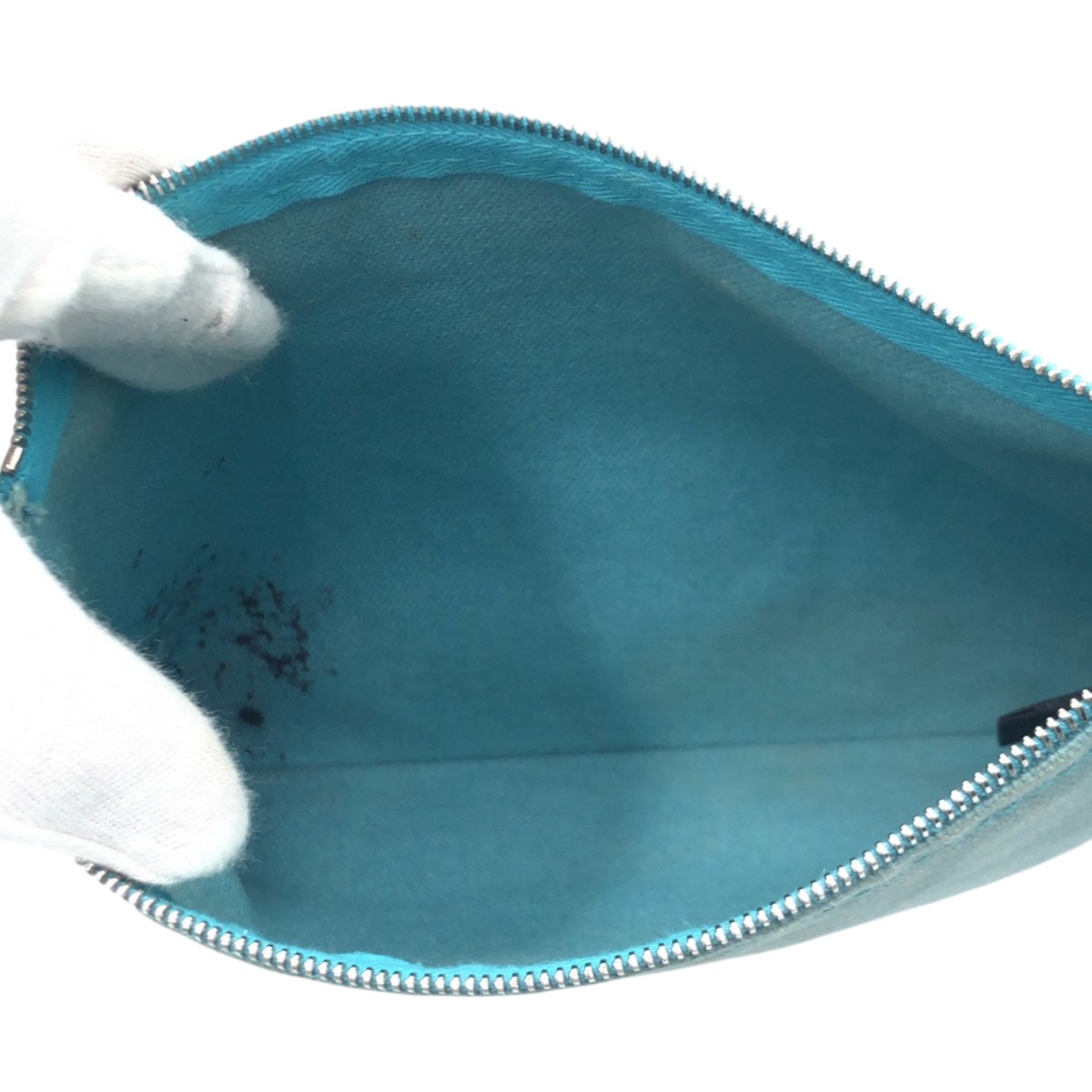 HERMES Trousse Flat PM Pouch Unisex Blue light blue cotton | eBay