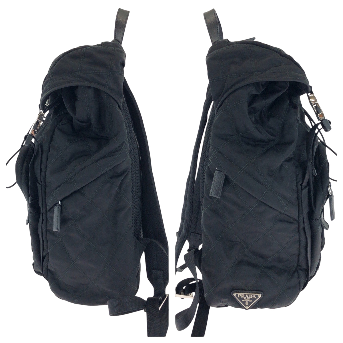 バックパック・リュック PRADA\tBACKPACK\tTESSUTO\t2VZ135VHOL\t2DMG\tF0002\tNERO PRADA Tessuto quilting Triangle with logo 2VZ135 Backpack