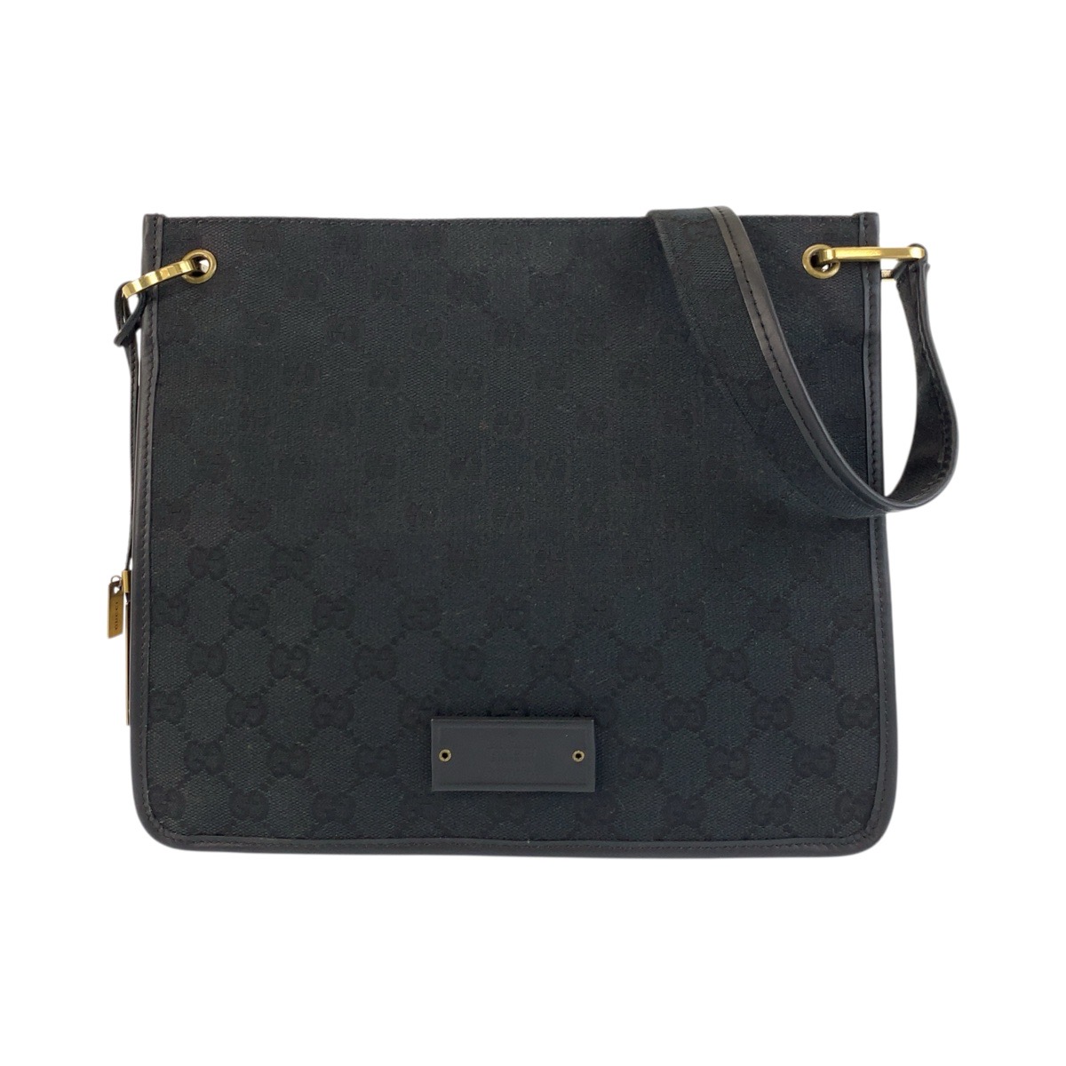 GUCCI 91762 Shoulder Bag Pochette Black Black Gold Hardware GG