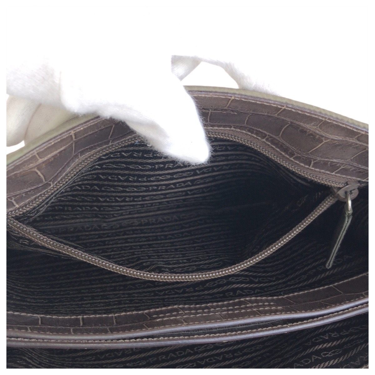 PRADA TESSUTO NYLON CROCO TOTE HAND BAG