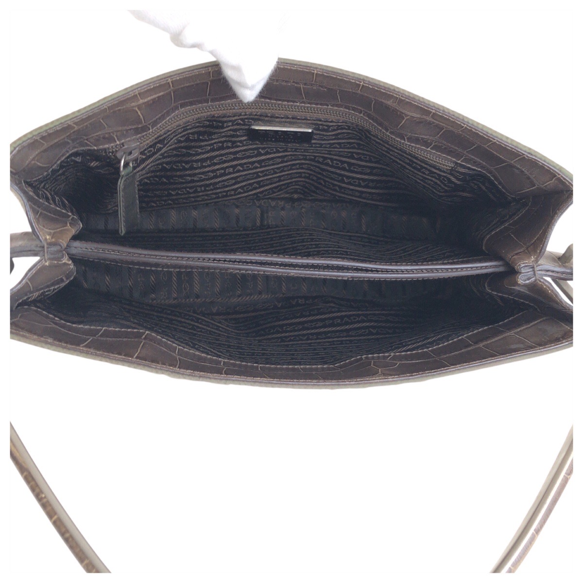 PRADA TESSUTO NYLON CROCO TOTE HAND BAG