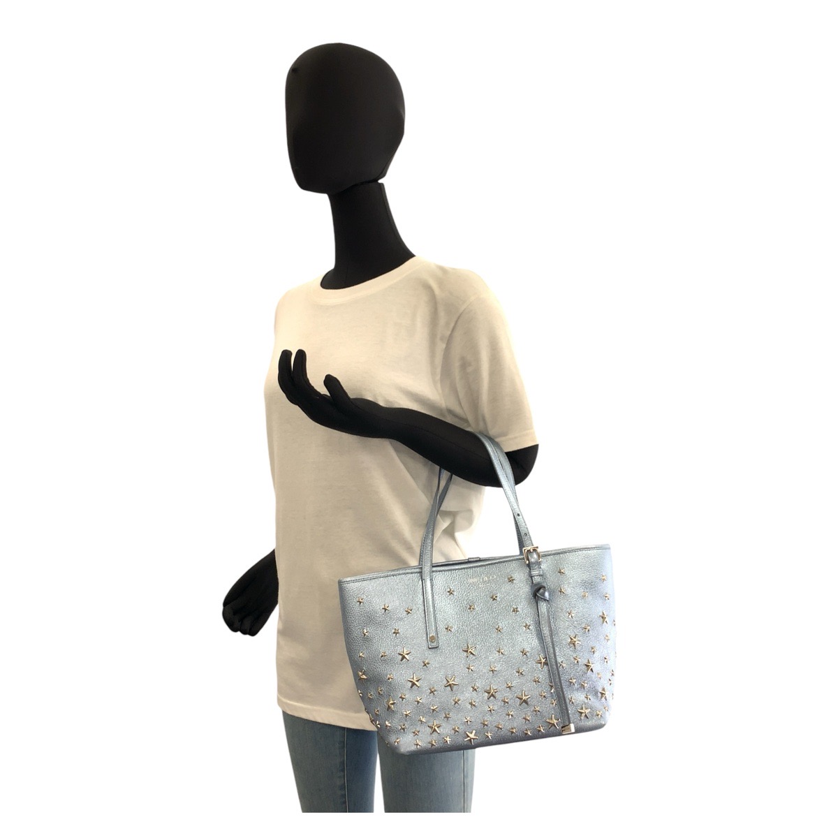 JIMMY CHOO Star studs Sasha Tote Bag handbag Blue JIMMY CHOO Star 