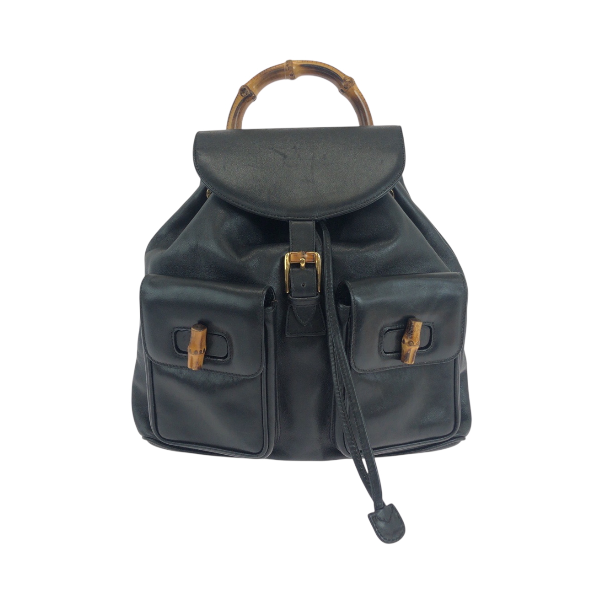Gucci Backpack Bamboo 003 Black Leather Gucci Calfskin Bamboo Backpack Black 1879006 – FASHIONPHILE main image 3