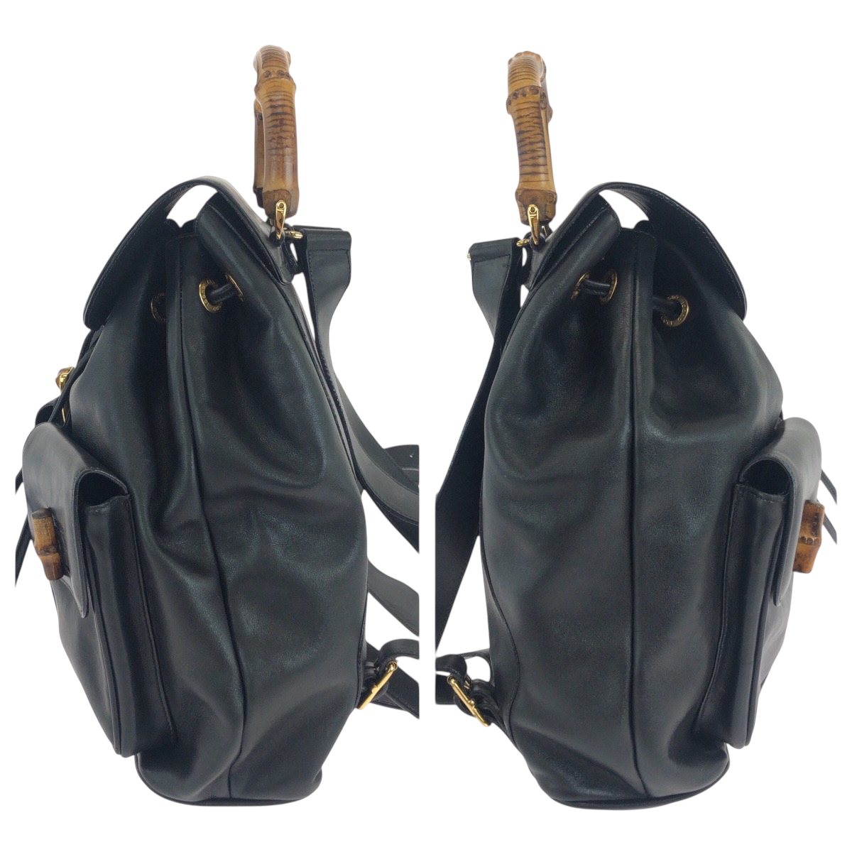 GUCCI Bamboo 003 1119 0016 Backpack Backpack Black Black  display picture 3