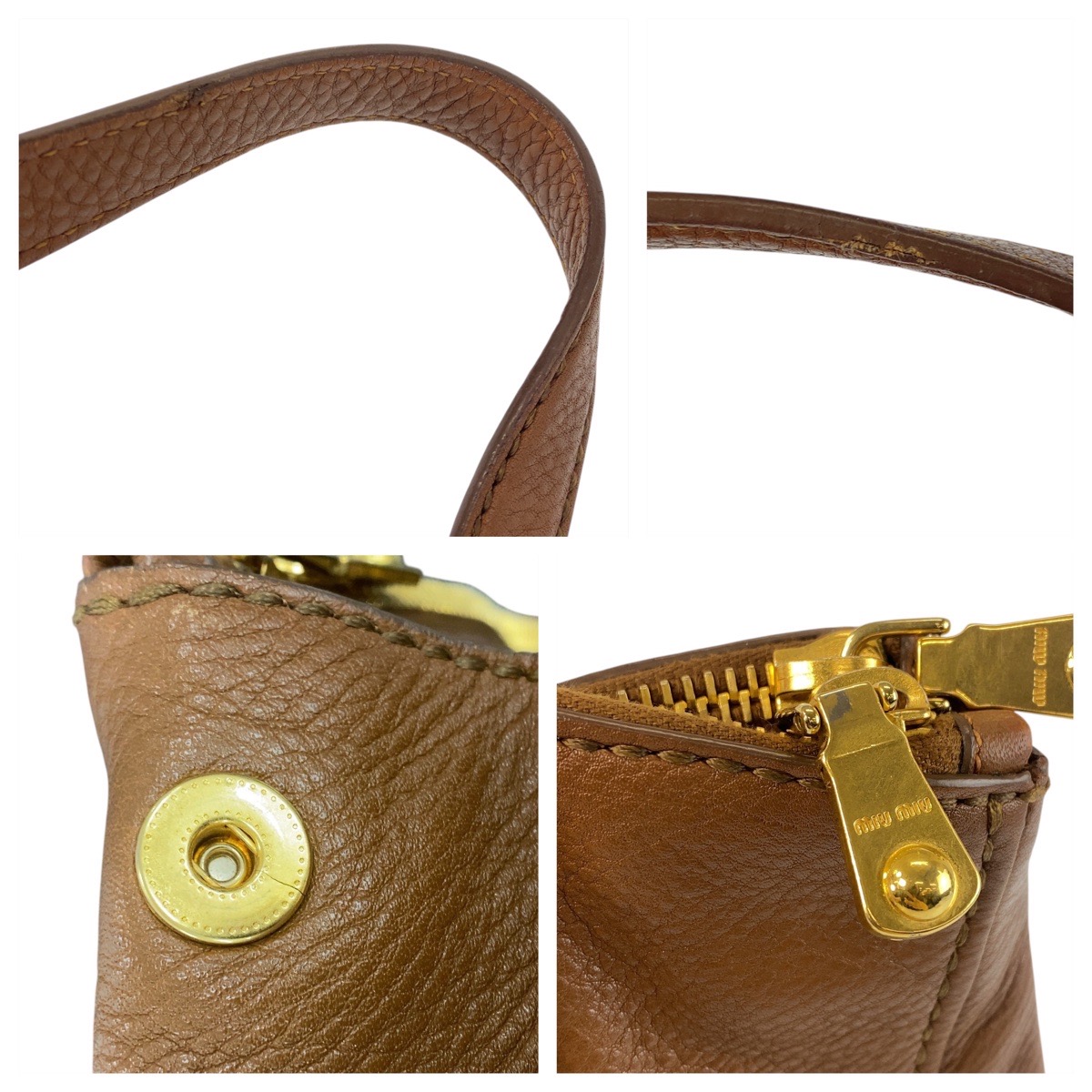 トートバッグ MIU MIU Brown Leather Shoulder Bag Miu Miu Tote Bag Shoulder Bag Brown Gold Hardware leather | eBay
