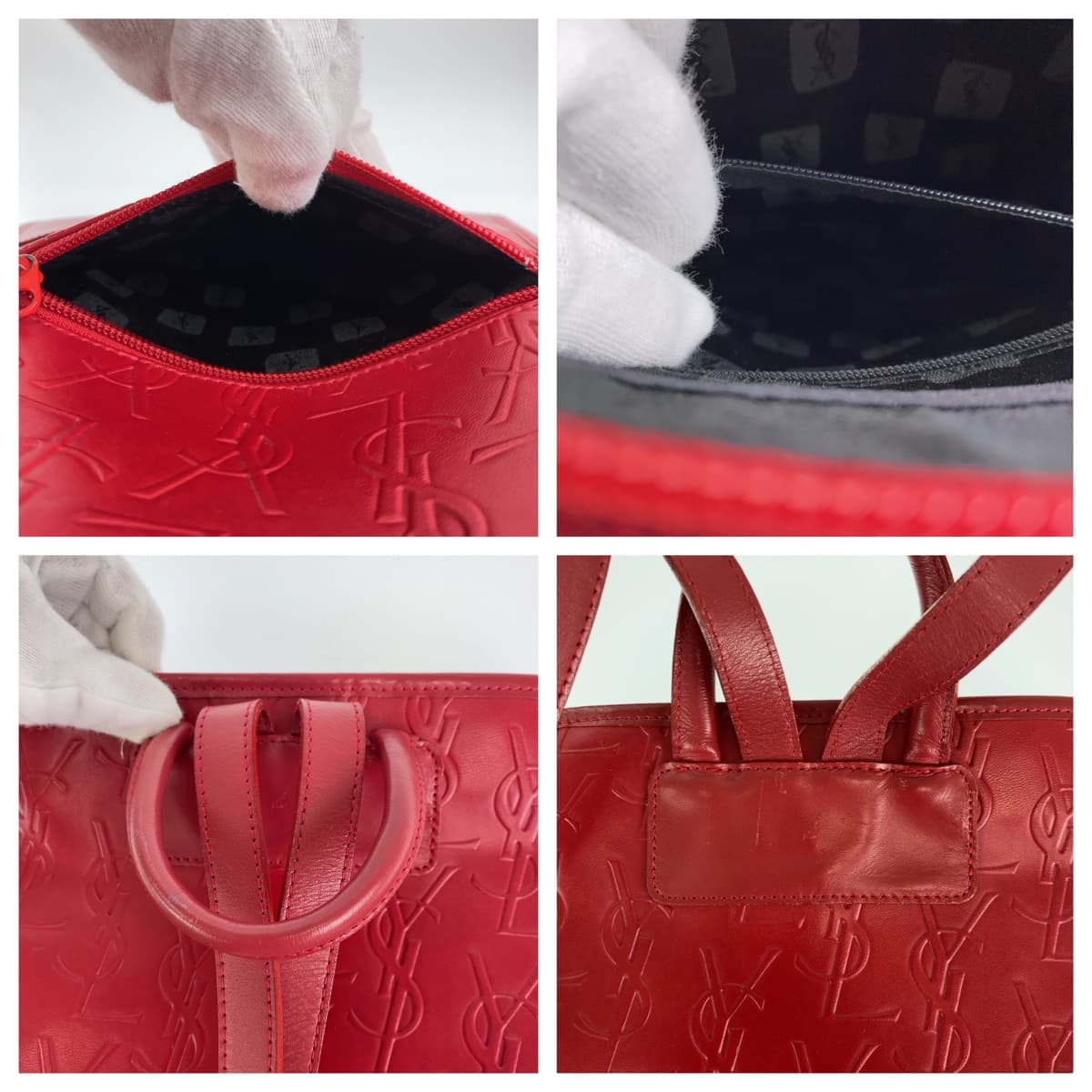 YVES SAINT LAURENT vintage YSL Backpack Red red leather | eBay display picture 3